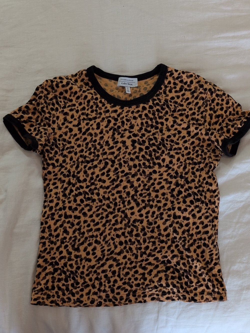 & Other Stories Leopard Print Short Sleeve Tee in Tan and Black